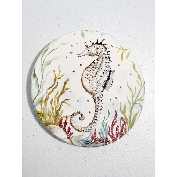 CoasterStone Sea Horse Absorbent Stone Coasters Colorful Art New in Box - Picture 6 of 10